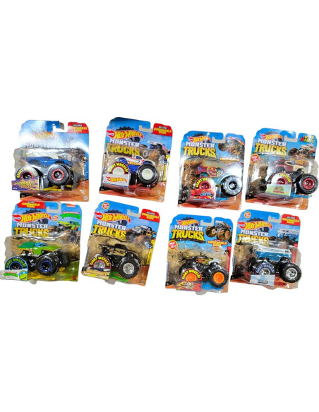 Juego de 8 Vehículos Aplastables Hot Wheels Monster Trucks 1:64