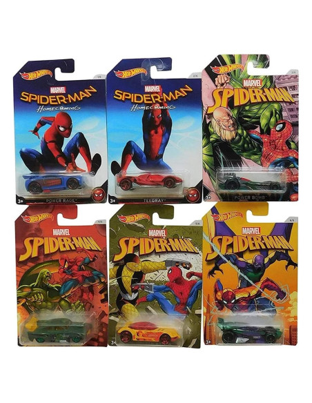 Conjunto de 6 Vehículos Diecast Hot Wheels Spider-Man 2017
