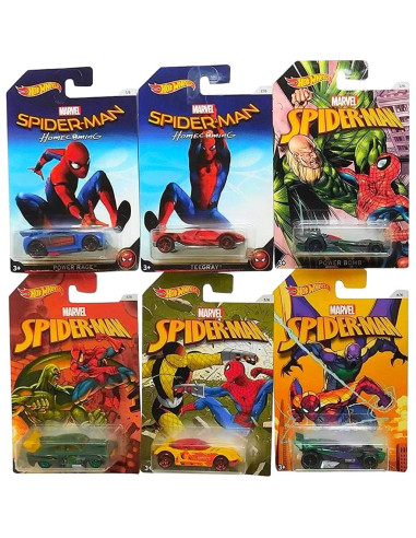 Conjunto de 6 Vehículos Diecast Hot Wheels Spider-Man 2017