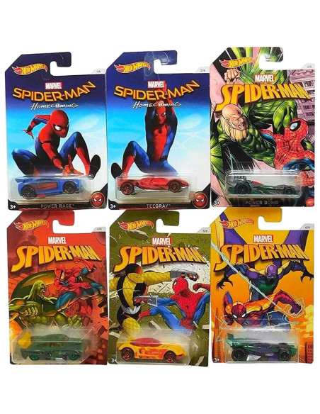 Conjunto de 6 Vehículos Diecast Hot Wheels Spider-Man 2017