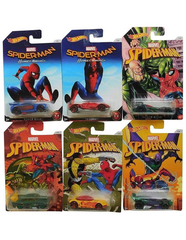 Conjunto de 6 Vehículos Diecast Hot Wheels Spider-Man 2017