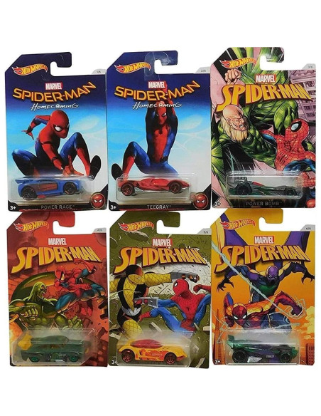 Conjunto de 6 Vehículos Diecast Hot Wheels Spider-Man 2017