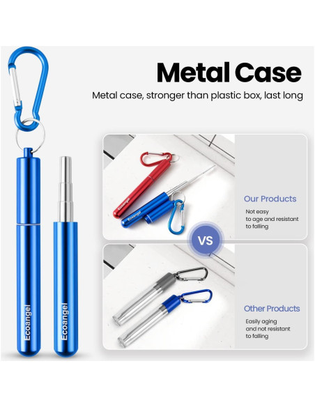 Pajitas Reutilizables Plegables Ecoangel - Acero Inoxidable 4 Unidades
