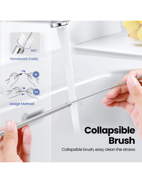 Pajitas Reutilizables Plegables Ecoangel - Acero Inoxidable 4 Unidades