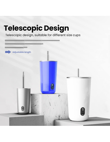 Pajitas Reutilizables Plegables Ecoangel - Acero Inoxidable 4 Unidades