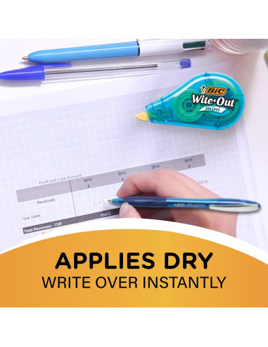 Cinta de Corrección Mini BIC Wite-Out, 12 Dispensadores, 5m
