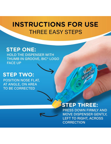 Cinta de Corrección Mini BIC Wite-Out, 12 Dispensadores, 5m
