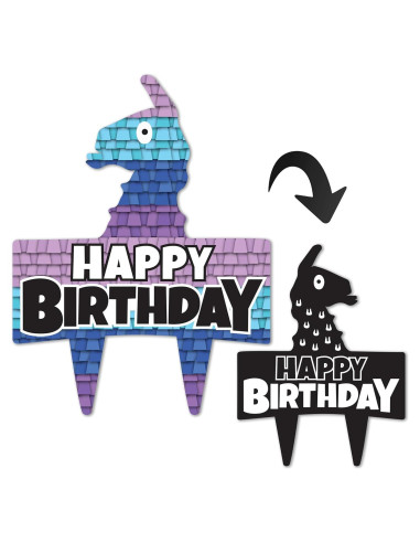 Topper de Pastel de Cumpleaños Fort - Think Green Fun - 18x23cm