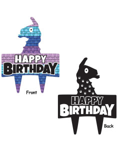 Topper de Pastel de Cumpleaños Fort - Think Green Fun - 18x23cm 2