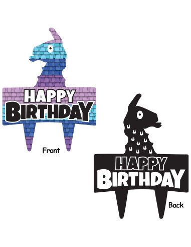 Topper de Pastel de Cumpleaños Fort - Think Green Fun - 18x23cm