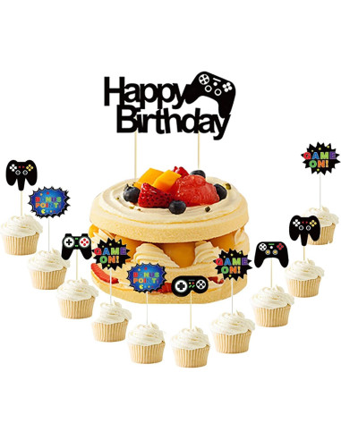 Adorno de Pastel de Videojuegos BIEUFBJI 11 Piezas Azul