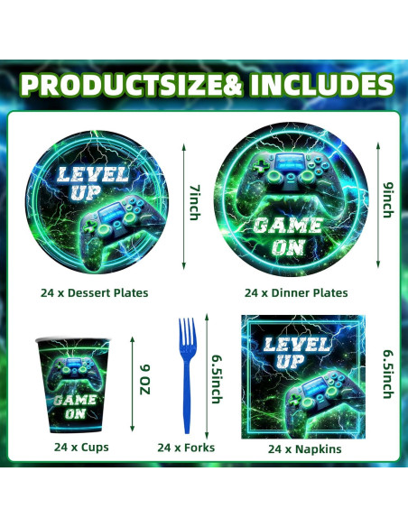 Juego de Fiesta de Cumpleaños Videojuegos JOYHAPISTAR para 24