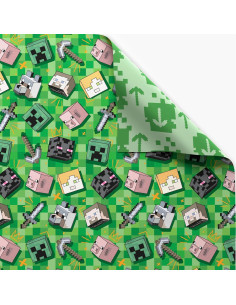 Papel de regalo reversible Minecraft American Greetings 3.72 m 2