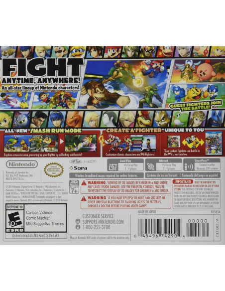 Super Smash Bros Nintendo 3DS - Videojuego de Lucha