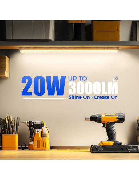 Luz de Taller LED Barrina 2FT 20W 3000K 3000LM 2 Paquetes