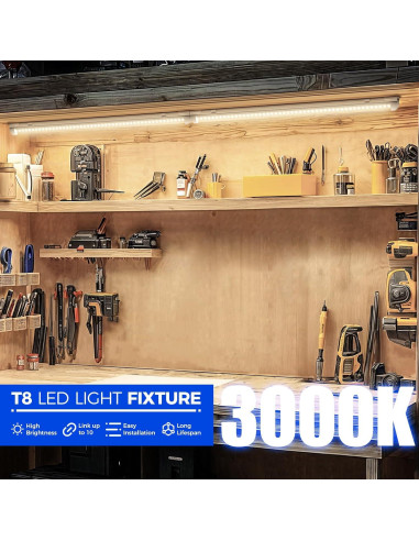 Luz de Taller LED Barrina 2FT 20W 3000K 3000LM 2 Paquetes