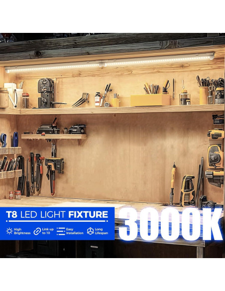 Luz de Taller LED Barrina 2FT 20W 3000K 3000LM 2 Paquetes