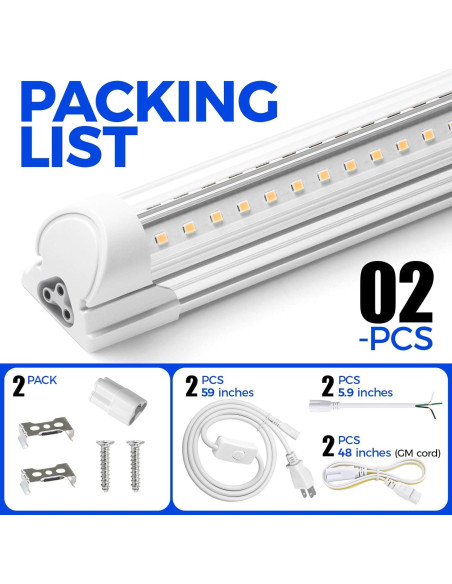 Luz de Taller LED Barrina 2FT 20W 3000K 3000LM 2 Paquetes