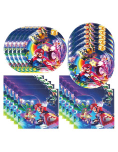 Suministros de Fiesta Mario Bros 40 Piezas - Platos y Servilletas