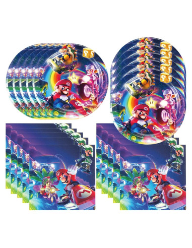 Suministros de Fiesta Mario Bros 40 Piezas - Platos y Servilletas