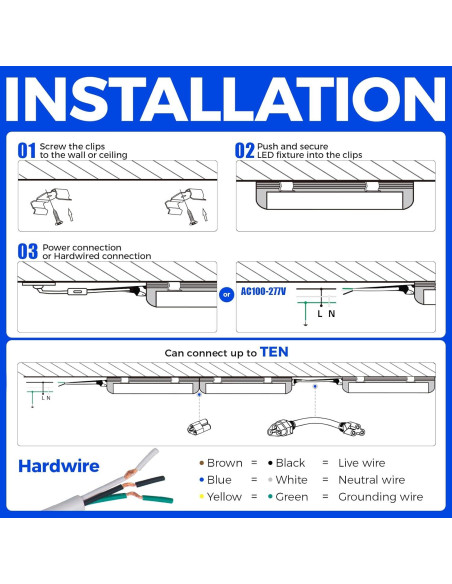 Luz de Taller LED Barrina 2FT 20W 3000K 3000LM 2 Paquetes