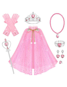 Conjunto de Disfraz de Princesa Rosa con Capa y Accesorios