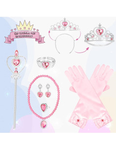 Conjunto de Disfraz de Princesa Rosa con Capa y Accesorios 2
