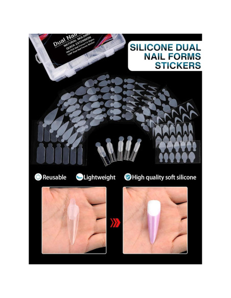 Kit 288PCS Formas Duales Uñas Acrílicas TOROKOM - 12 Tamaños