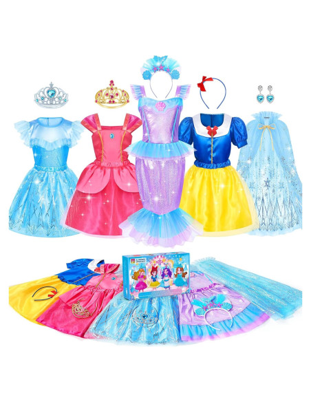 Vestido de Princesa Jeowoqao para Niñas 3-6 Años - Disfraz Completo