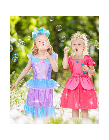 Vestido de Princesa Jeowoqao para Niñas 3-6 Años - Disfraz Completo