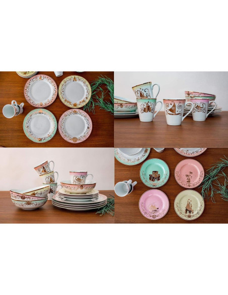 Juego de Vajilla Cerámica 16 Piezas Disney Princesas