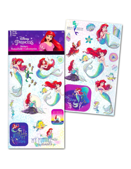 Juego de Juguetes de Baño La Sirenita Disney con Stickers