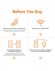 Interruptor Inteligente Amazon Basics 3 Vías Wi-Fi 2.4 GHz Blanco 2