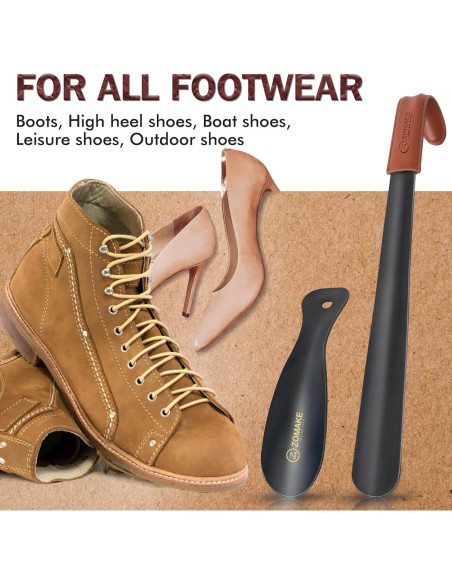 Cuerno de Zapato de Metal ZOMAKE 42 cm y 19 cm - Paquete de 2