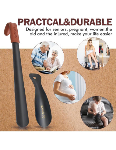 Cuerno de Zapato de Metal ZOMAKE 42 cm y 19 cm - Paquete de 2