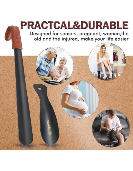 Cuerno de Zapato de Metal ZOMAKE 42 cm y 19 cm - Paquete de 2