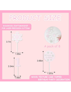 8 Copas de Pastel Copos de Nieve KOJIN para Cumpleaños 1 Año 2