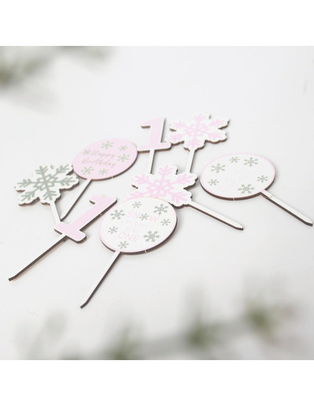 8 Copas de Pastel Copos de Nieve KOJIN para Cumpleaños 1 Año