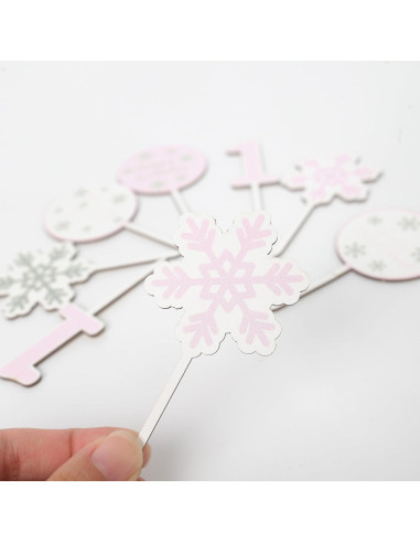 8 Copas de Pastel Copos de Nieve KOJIN para Cumpleaños 1 Año