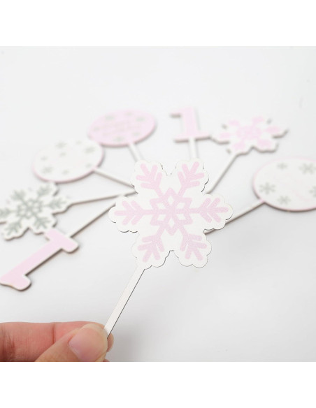 8 Copas de Pastel Copos de Nieve KOJIN para Cumpleaños 1 Año