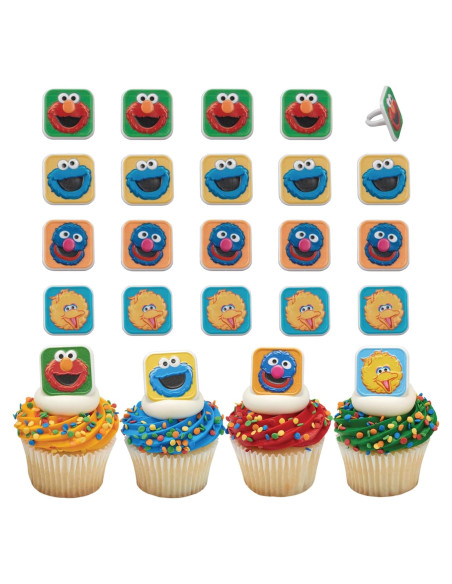 Anillos para Cupcakes Plaza Sésamo DecoPac - 24 Adornos Coloridos