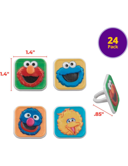 Anillos para Cupcakes Plaza Sésamo DecoPac - 24 Adornos Coloridos
