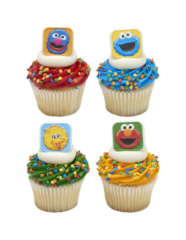 Anillos para Cupcakes Plaza Sésamo DecoPac - 24 Adornos Coloridos