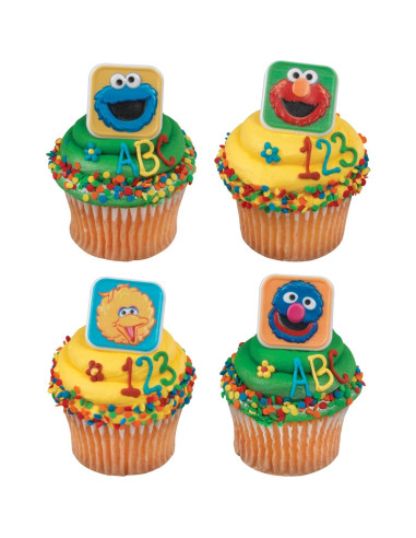 Anillos para Cupcakes Plaza Sésamo DecoPac - 24 Adornos Coloridos