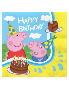 Servilletas de Cumpleaños Peppa Pig Treasures Gifted - 16 Unidades