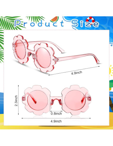 Gafas de sol redondas de flores Flutesan para niños - 3 piezas