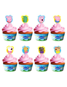Decoraciones de Cumpleaños Peppa Pig - Toppers y Fundas 24ct