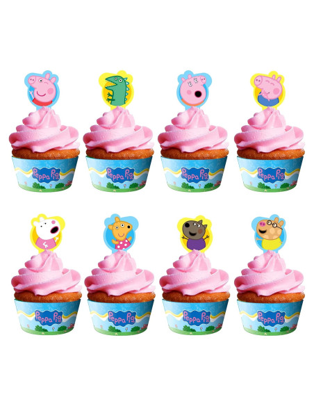 Decoraciones de Cumpleaños Peppa Pig - Toppers y Fundas 24ct