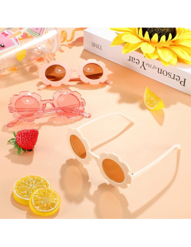 Gafas de sol redondas de flores Flutesan para niños - 3 piezas