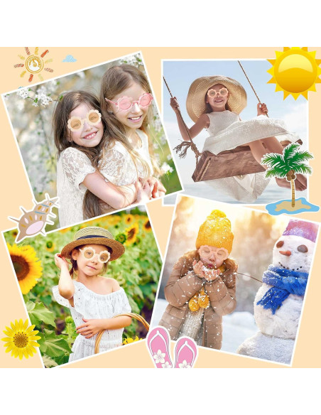 Gafas de sol redondas de flores Flutesan para niños - 3 piezas